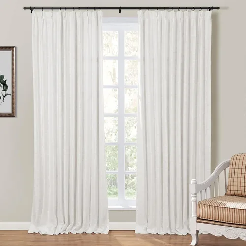 Vista 15 de TWOPAGES Cortina de Pliegues Pellizco Beige para Sala de Estar de 84 Pulgadas de Largo, Panel de Cortina de Ventana de Doble Capa Oscurecedora