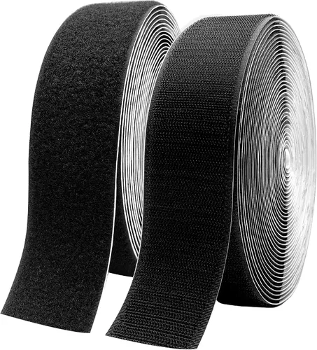 Vista 9 de 1 pulgada x 33 pies de cinta adhesiva de gancho y bucle, tiras de gancho y bucle de nylon multiusos resistentes, rollos de cinta adhesiva