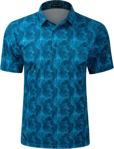 Vista 132 de TAPULCO Camisetas tipo polo de secado rápido para hombre, diseño de camuflaje, atléticas, ligeras, transpirables, casuales, para golf