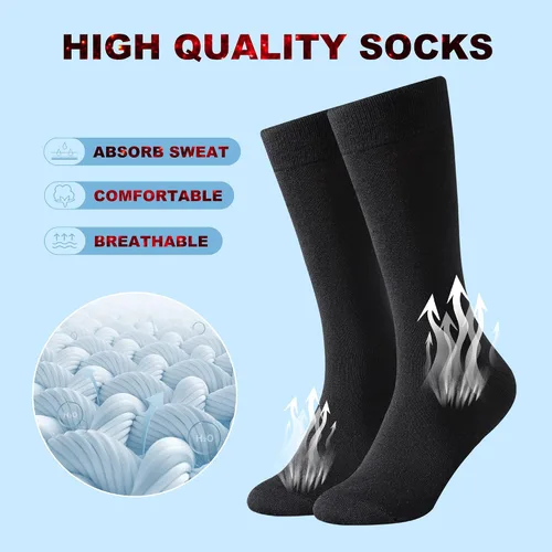 Vista 4 de Calcetines de lana merino para hombre, calcetines de lana cálida de invierno, calcetines de vestir negros, calcetines casuales