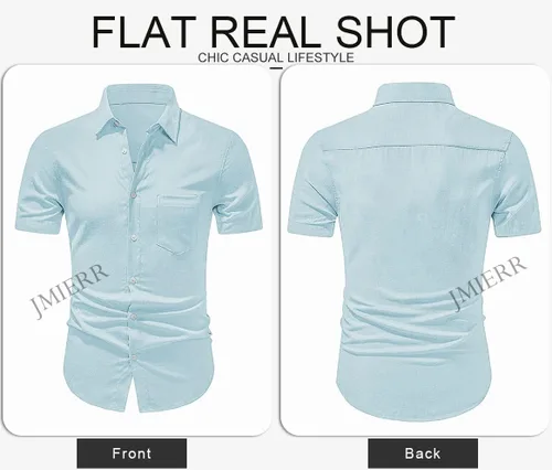 Vista 200 de JMIERR Camisas de vestir a rayas con botones y manga corta para hombre
