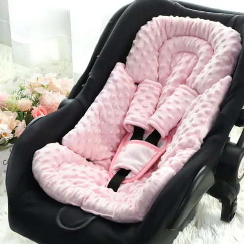 Vista 5 de Inserto de asiento de automóvil infantil para niño y niña, inserto de asiento de automóvil para recién nacido 3 en 1 con almohadillas para correa