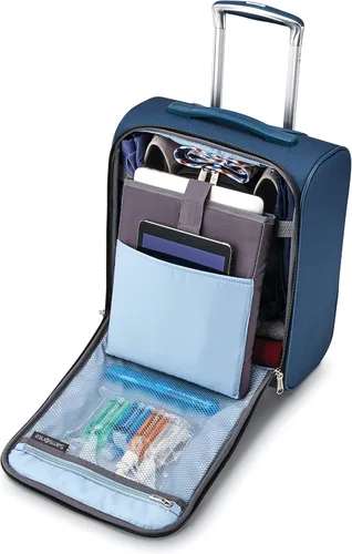 Vista 2 de Samsonite Solyte DLX Softside - Equipaje extensible con ruedas giratorias, azul (Mediterranean Blue)), 123570-1548