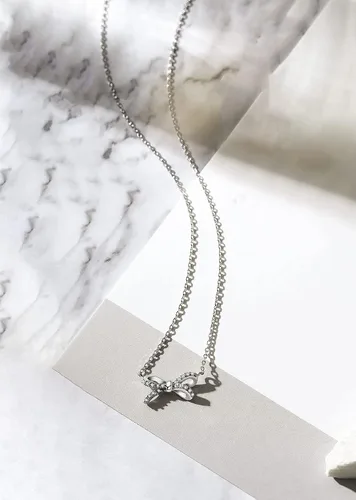 Vista 2 de Collar con colgante para mujer, plata de ley 925 chapada en oro de 14 quilates con circonita cúbica