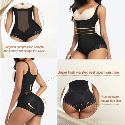 Vista 4 de FeelinGirl Fajas Colombianas Faja moldeadora para mujer, control de abdomen, poscirugía, compresión, faja moldeadora de cuerpo