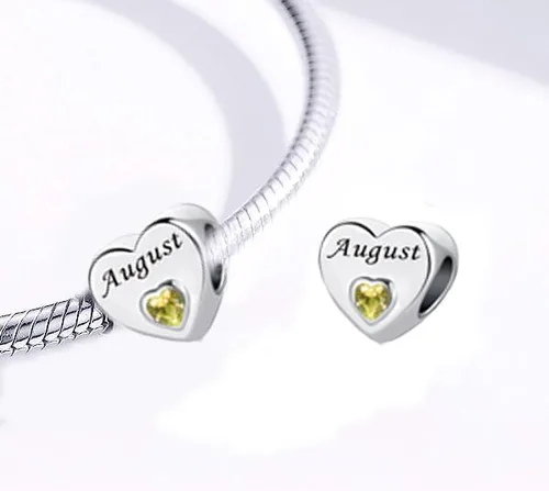 Vista 2 de DWJSu January-December 12 Months Colors Birthstone Crystal Happy Birthday Heart Charms For Charm Bracelets Necklace