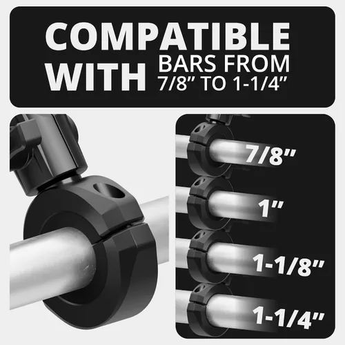 Vista 2 de Tackform Soporte de teléfono negro para motocicleta All Metal – 20MAXX Spring Cradle Abrazadera universal BC3 para manillar de 7/8 pulgadas a