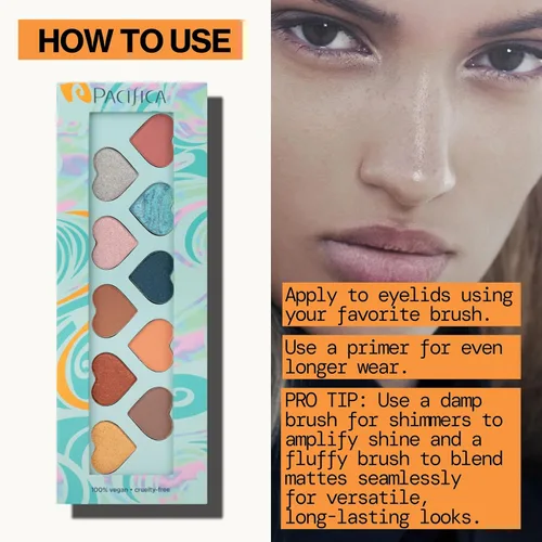 Vista 11 de Pacifica Paleta de sombras de ojos – Sombra de ojos mineral Malibu, tonos neutros mezclables con mate aterciopelado, brillante y metálico, infusión