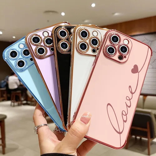 Vista 9 de LAPOPNUT Funda compatible con iPhone 13 Pro, bonito diseño de corazón de amor para mujeres y niñas, parachoques chapado de lujo con cubierta