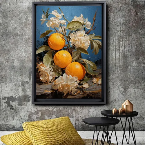Vista 3 de Harvest print Textured Wall Art Square Canvas Art Vibrant Orange Fruit print Living Room Wall Decor Nature Inspired Wall Decor