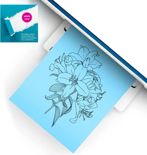 Vista 5 de 60 hojas de cartulina de color, 28 colores surtidos tamaño A4 de 8.82 oz/m², papel de cartulina impreso de doble cara, cartulina gruesa de alta