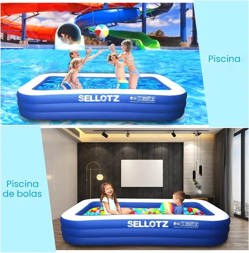 Vista 2 de SELLOTZ Piscina inflable para niños y adultos, 120 x 72 x 22 pulgadas, piscina familiar gruesa de gran tamaño para niños pequeños, al aire libre