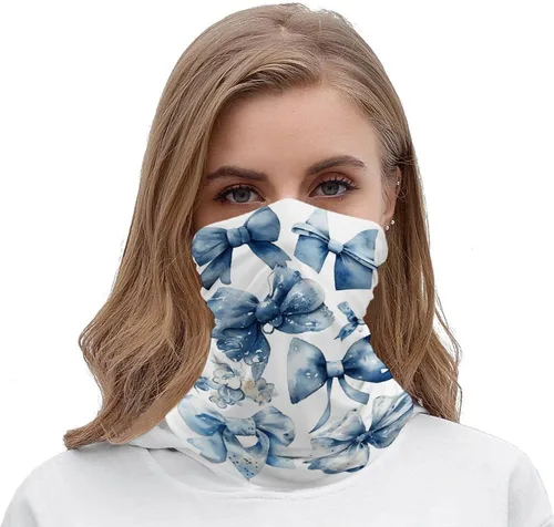Vista 5 de Sun UV Protection Neck Gaiter Upf 50+ Balaclava Ski A Set of Blue Bows Face Mask Summer Face Cover Scarf Breathable Bandana for Fishing Hunting