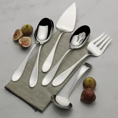 Vista 4 de Mikasa Bravo - Juego de 6 piezas de acero inoxidable 18/10, cucharas de servir, tenedor, servidor de tartas, cucharón de salsa, cubiertos pulidos