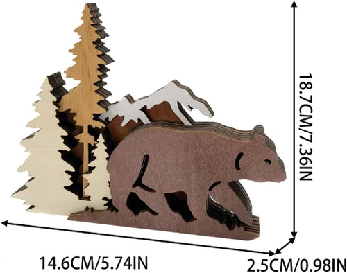 Vista 9 de Surakey Estatuas y figuras de madera, ciervos animales, osos, lobo, bosque, alce, decoración del hogar, siluetas de bosque multicapa y esculturas