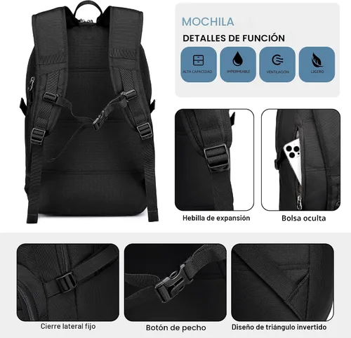 Vista 4 de Wotony Mochila táctica militar para hombres, bolsa de asalto de 3 días con sistema Molle para aventuras al aire libre (negro, 25L)