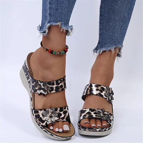 Vista 4 de Ladmiple - Sandalias ortopédicas planas y cómodas para mujer, con soporte de arco, sandalias ortopédicas de verano, lindas sandalias para caminar