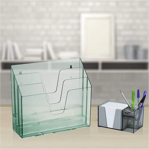 Vista 5 de Acrimet Organizador horizontal triple para carpetas de archivos (color verde transparente)