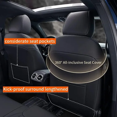 Vista 3 de Seat Covers for Mazda 3 2014 2015 2016 2017 2018 Custom Fit,Faux Leather Waterproof AirbagCompatible Car Seat Cover Full Set Black