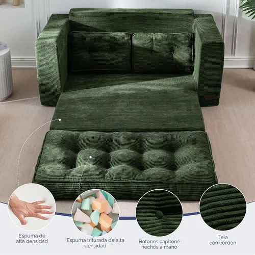 Vista 6 de MAXYOYO - Sofá cama convertible, sofá biplaza con cama extraíble, sofá cama plegable 2 en 1, sofá de piso con almohadas para sala de estar
