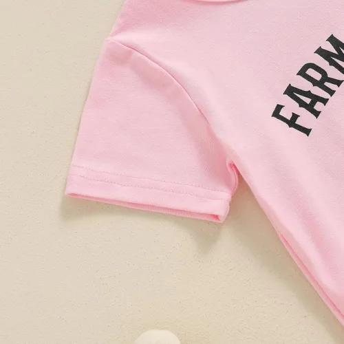 Vista 95 de fhutpw Conjunto de camiseta de manga corta con estampado de vaca y pantalones acampanados de dibujos animados para niñas