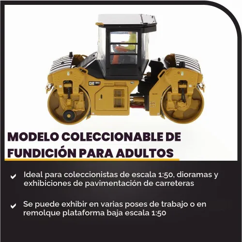 Vista 3 de Diecast Masters 1:50 Modelo Cat CB-13 Rodillo vibratorio en tándem con cabina, 85595