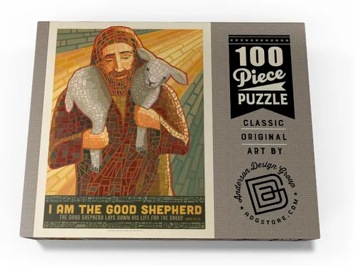 Vista 4 de MyPuzzle Jesus: The Good Shepherd, póster vintage, rompecabezas de 100 piezas prémium para adultos