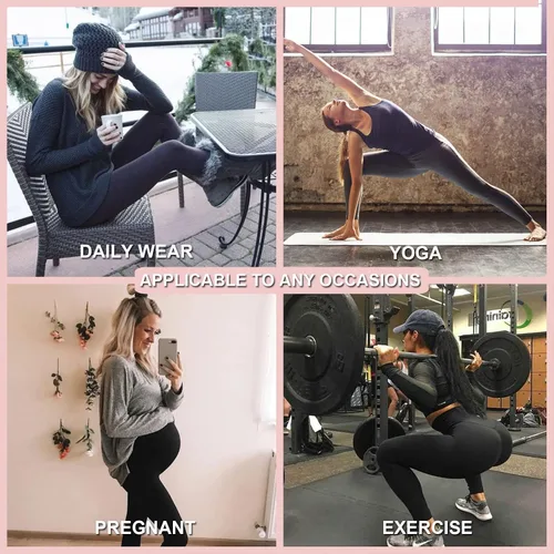Vista 3 de High Waisted Leggings for Women - Soft Athletic Tummy Control Flare Pants for Running Cycling Yoga Workout - Reg & Plus