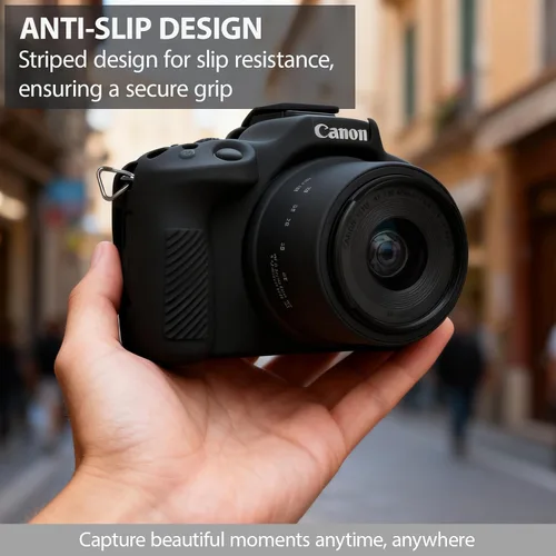 Vista 3 de Funda para cámara Canon EOS R50, funda protectora de silicona suave, antiarañazos, funda ajustada delgada con accesorios de protector de pantalla