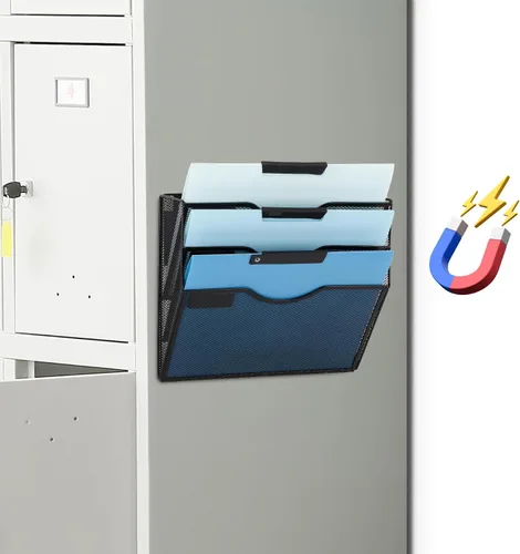 Vista 60 de EASEPRES Organizador de archivos de malla de 3 bolsillos para colgar en la pared, carpeta de papel para correo montada en la pared, organizador