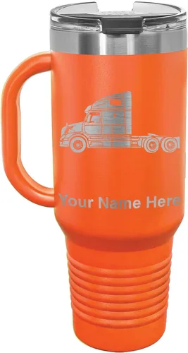 Vista 12 de LaserGram Taza de café aislada al vacío de 15 onzas, cabina de camión, grabado personalizado incluido (negro)