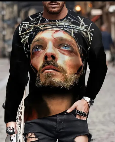 Camiseta verano de Jesús en 3D manga lar de Joyas Amira