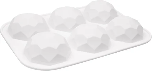 Vista 6 de 2 piezas de moldes de silicona para pastel de bola de diamante, moldes de silicona para hornear pastel de mousse geométrico 3D de media bola, moldes