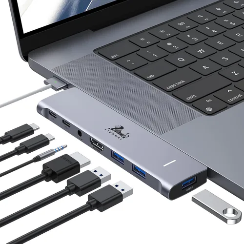 Vista 14 de LIONWEI Estación de acoplamiento para laptop 9 en 1, HDMI dual, 100 W PD, USB C 3.0, Ethernet, audio/micrófono, concentrador USB C para portátiles