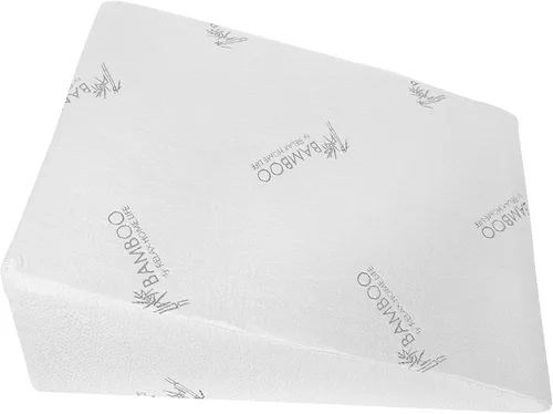 Vista 5 de Almohada de cuña de cama de 7 pulgadas para dormir o reflujo ácido, parte superior de espuma viscoelástica de 1.5 pulgadas con funda de bambú