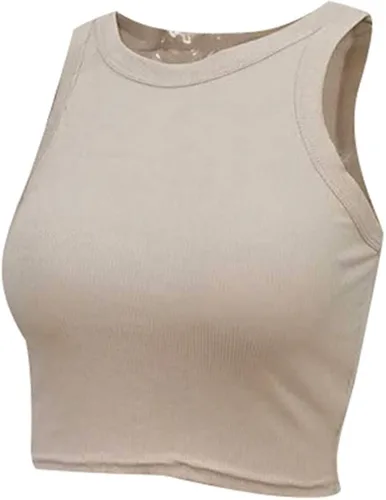 Vista 6 de Camisetas básicas sin mangas de punto acanalado y diseño teñido de cuello redondo Camisa corta de verano Y2K chaleco top