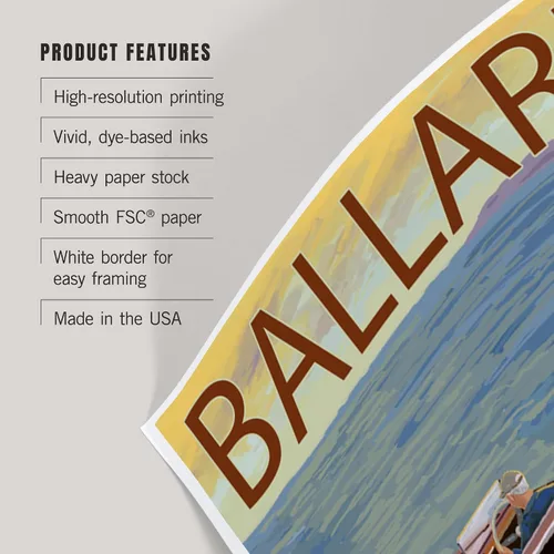 Vista 3 de Lantern Press Ballard, Seattle, Washington, Wooden Boat, 8x12 Inch Art Print Wall Decor