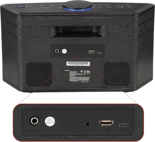 Vista 2 de Aiwa Altavoz inalámbrico - Libera un sonido potente y una conectividad versátil - Experimenta la libertad Bluetooth, radio FM, reloj, 20 W RMS, Negro