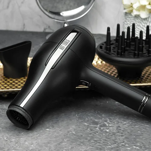 Vista 5 de HOT TOOLS Pro Artist - Secador de pelo negro dorado, secado rápido con calentamiento uniforme para menos daño y doble voltaje, secador de pelo