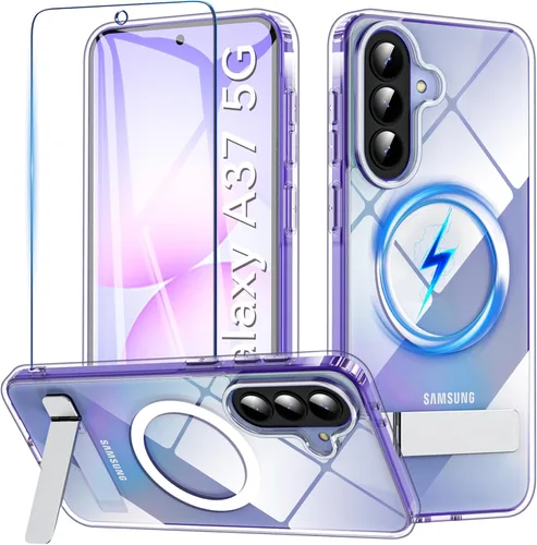 Vista 33 de OWKEY Funda magnética para Samsung Galaxy A15 5G con protector de pantalla y soporte, funda magnética para protección de grado militar Magsafe a