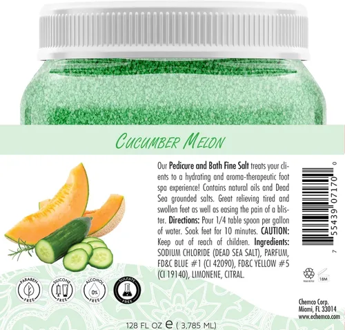 Vista 8 de SPA REDI - Remedio de Inmersión para Pies y Sal Fina de Baño de Pepino y Melón, 3.79 L - Hecho con Sales del Mar Muerto, Aceite de Argán, Aceite
