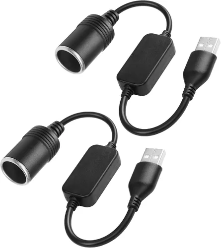 Vista 8 de CERRXIAN Cable de alimentación adaptador de toma de mechero de cigarrillos de 12V 8W macho USB A de 1 pie para cámara de salpicadero, GPS, tiras