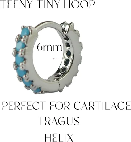 Vista 5 de Dainty Tiny Cutie - Aros de doble cara turquesa de 0.236 in hechos a mano, hipoalergénicos en Estados Unidos