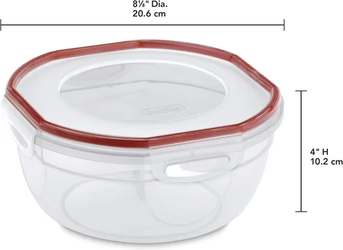 Vista 5 de Sterilite Recipiente con sello ultrasellado de 2.5 cuartos de galón, recipiente hermético para almacenamiento de alimentos, plástico, tapa