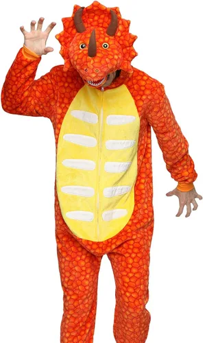 Vista 3 de ABENCA Disfraz de dinosaurio Triceratops para adultos, pijama para hombre, caricatura, de una pieza, animal, Halloween, Navidad, cosplay
