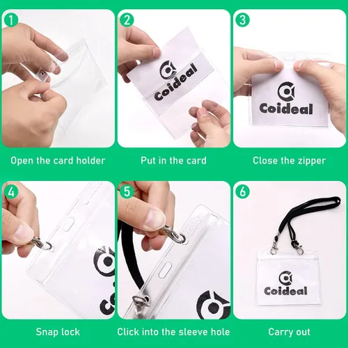 Vista 8 de Coideal - Soporte horizontal de plástico transparente para insignia, 12 unidades, protector grueso para tarjetas de identificación, funda