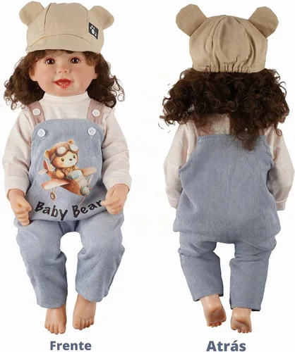 Vista 5 de BABESIDE - Juego de 4 piezas de ropa de muñeca de bebé Reborn para muñecas de 17 a 22 pulgadas, lindo conjunto de overol de muñeca de oso