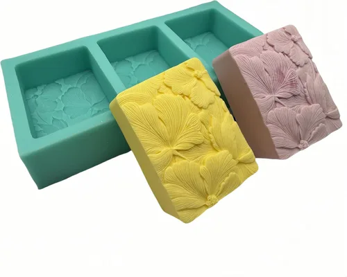 Vista 14 de Molde de jabón hexagonal para alivio de flores, 3 cavidades, molde de silicona para jabón natural, vela perfumada, cera de chocolate, mousse