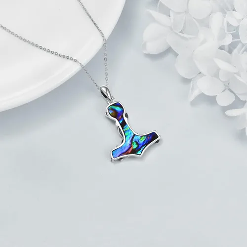 Vista 6 de Thor Hammer Collararetes de plata de ley Mjolnir árbol de la vida colgantearetes colgantes nórdicos vikingos joyas regalos para mujeres y hombres