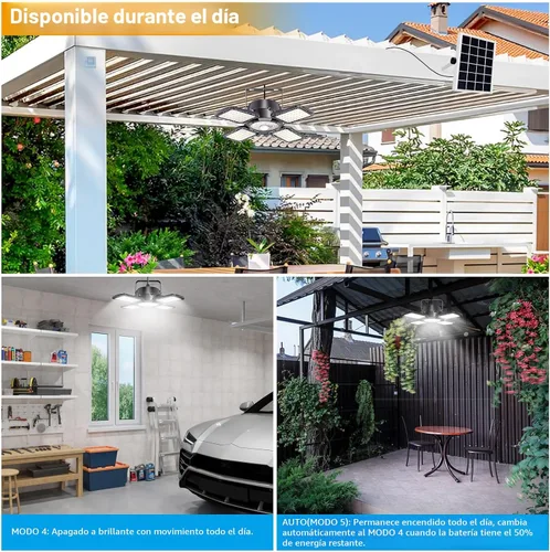 Vista 2 de Luz Solar para Cobertizo Interior y Exterior, 176LED Luz Colgante con Sensor de Movimiento Solar Disponible Durante el Día, Luces Solares Interiores
